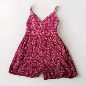 American Eagle Outfitters Red Floral Romper XS
